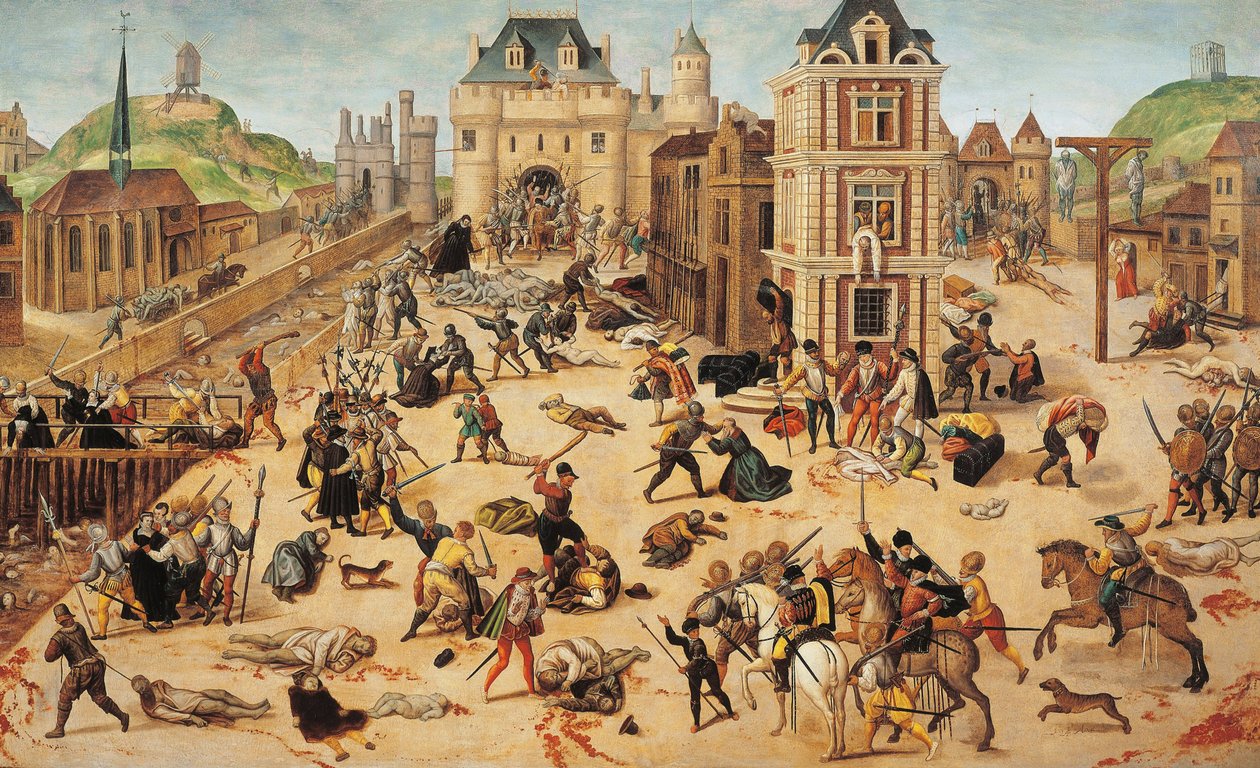 مذبحة يوم القديس بارثولوميو ، حوالي 1572-84 (زيت على لوح) بواسطة فرانسوا دوبوا