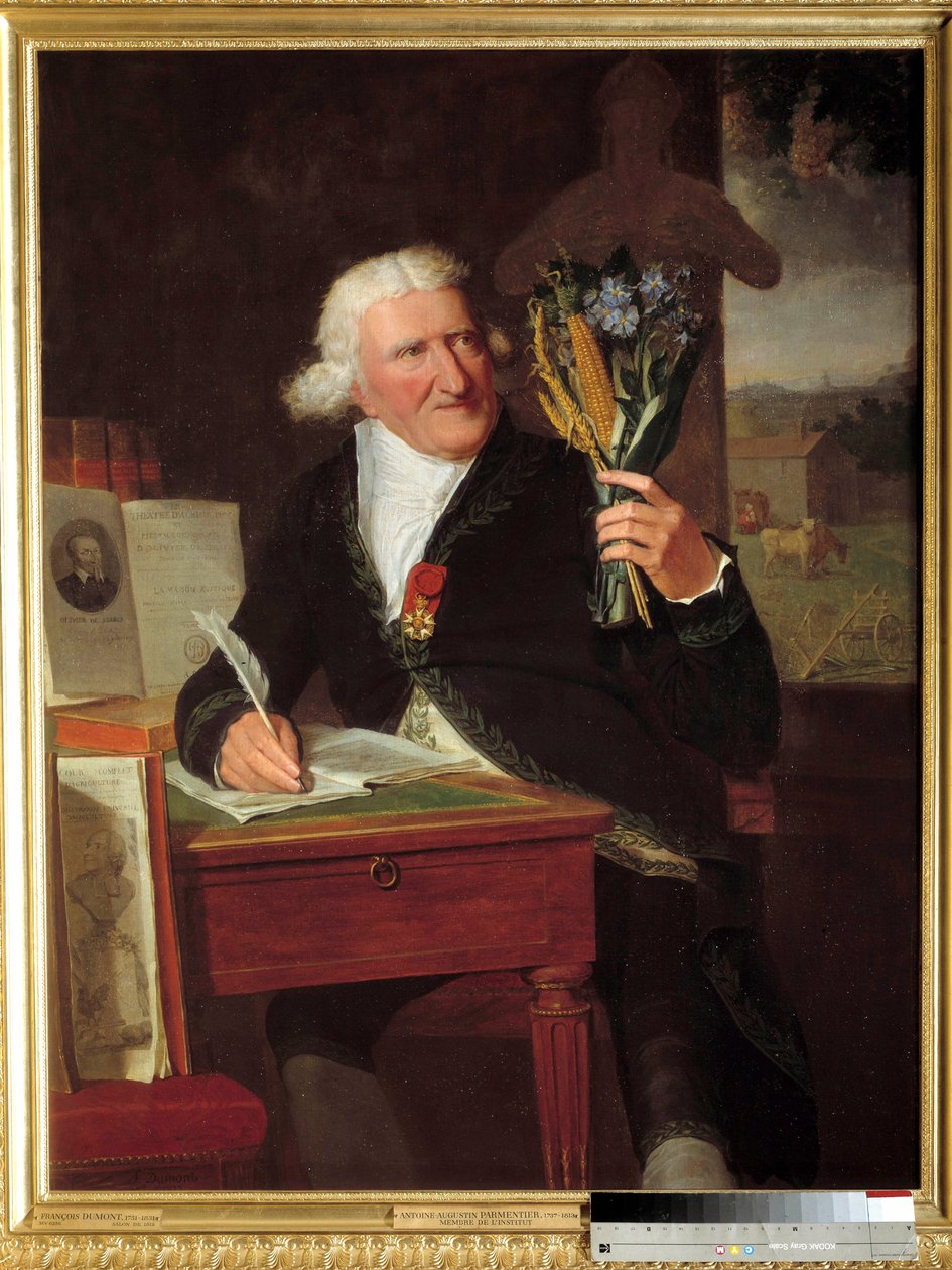 صورة أنطوان أوجستين ، بارون بارمنتييه (1737-1813) مهندس زراعي ممثل يرتدي وسام الشرف. لوحة فرانسوا دومون لعين (1751-1831) 1812 صن. 1،30 × 0،90 م - صورة أنطوان أوجستين ، بارون بارمنتييه (1737-1813) ، الفرنسية أ بواسطة فرانسوا دومون