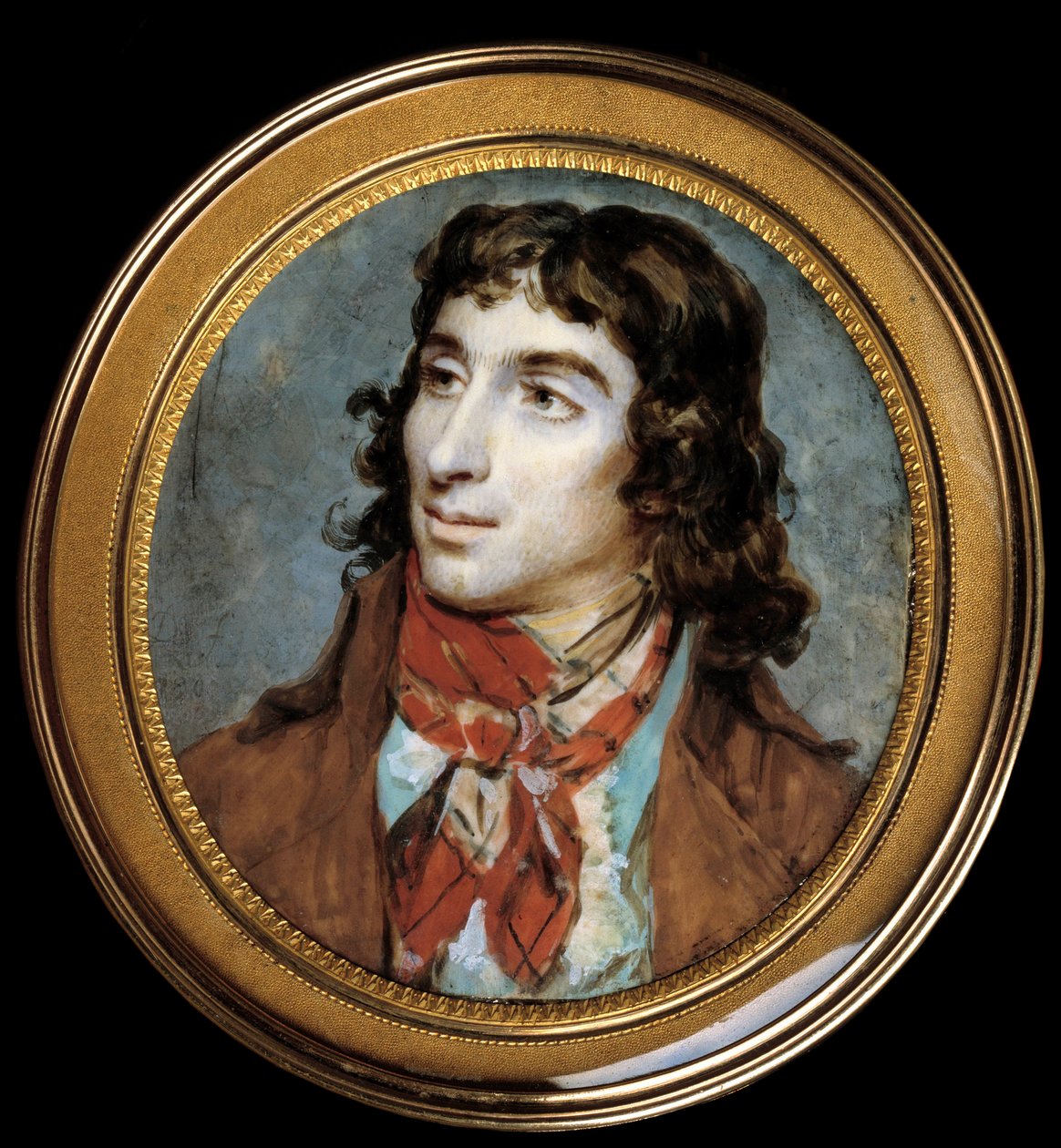 صورة لكاميل ديسمولين (1760-1794). لوحة مصغرة لفرانسوا دومون (1751-1831)؟ بقطر 0.065 م. - بورتريه كميل ديسمولان (1760-1794). مصغر. لوحة فرانسوا دومون (1751-1831)؟ 0.065 م متحف اللوفر ، باريس بواسطة فرانسوا دومون