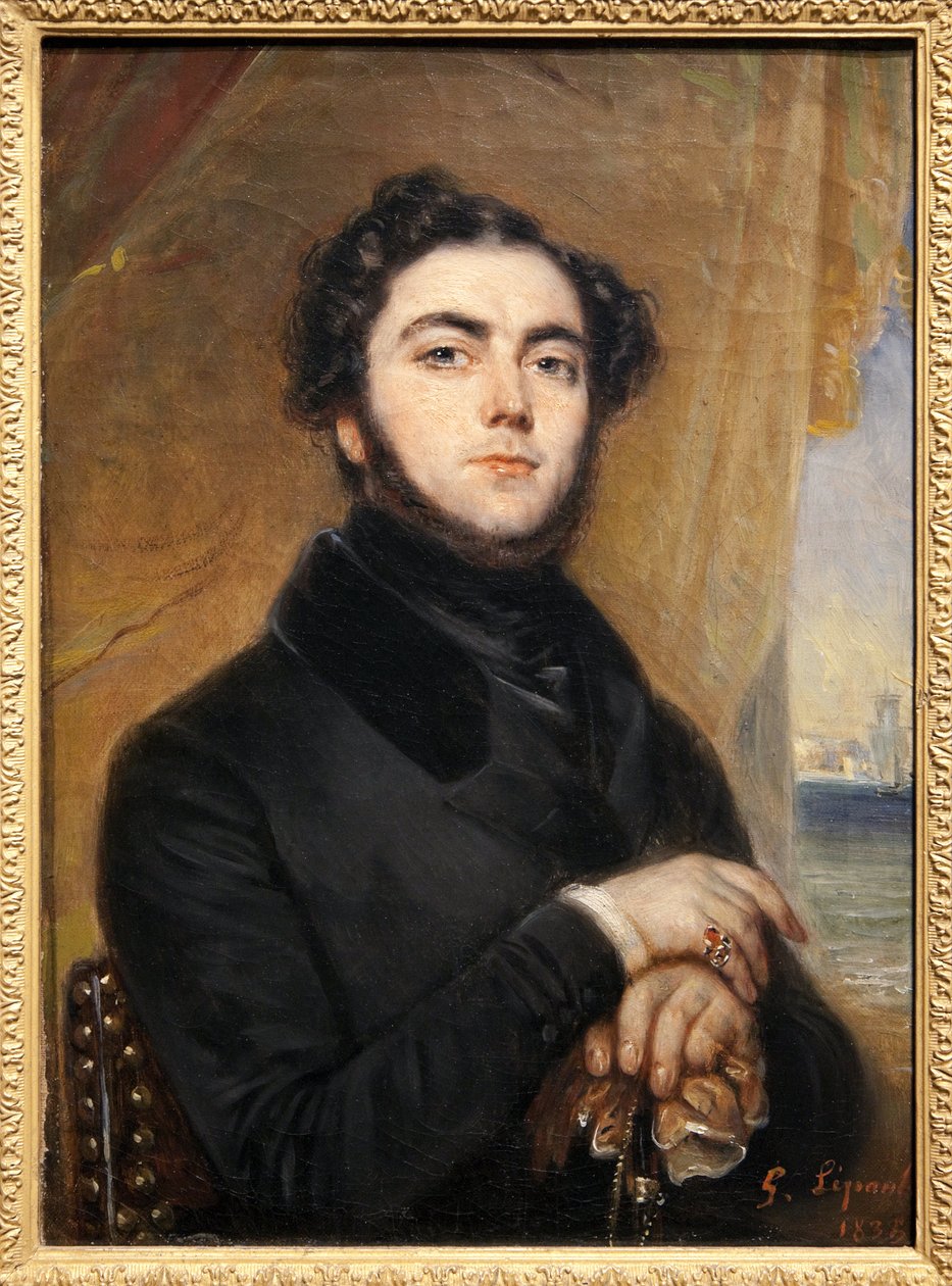 صورة ليوجين سو (1804-1857)، كاتب فرنسي، مؤلف كتاب "ألغاز باريس واليهودي المتجول". لوحة لغابرييل ليبول (1804-1886). التصوير الفوتوغرافي، كيم يونجتاي، باريس، متحف كرنفاليه. بواسطة فرانسوا جابرييل جيوم ليبول