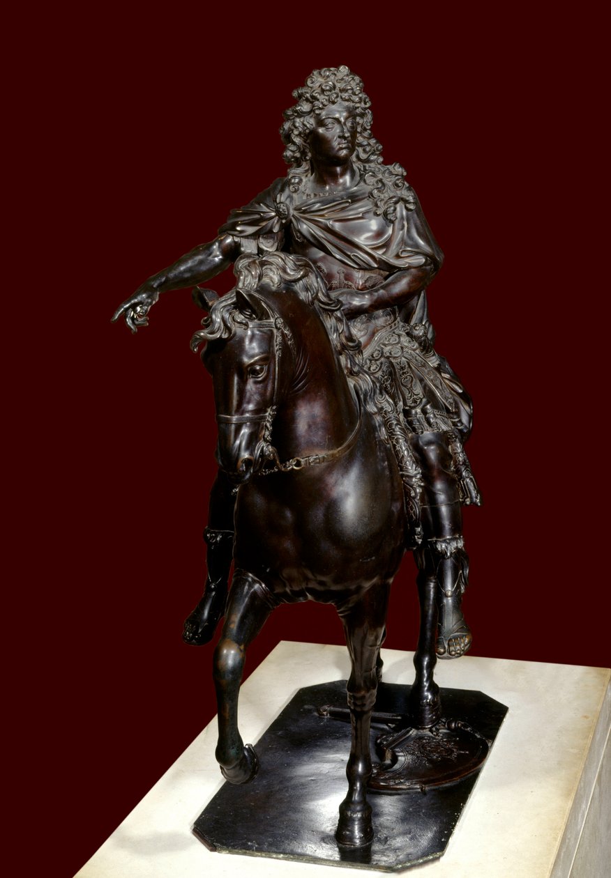 تمثال الفروسية للملك لويس الرابع عشر (1638-1715) من البرونز المصهور الشمعي المفقود - نحت لفرانسوا جيراردون (1628-1715) بواسطة فرانسوا جيراردون