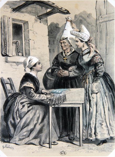 لاسمكرز من كاين في نورماندي ، من La Normandie Illustree ، نقش بواسطة Charpentier ، نُشر في Nantes 1852 (litho litho) بواسطة فرانسوا هيبوليت (بعد) لاليس