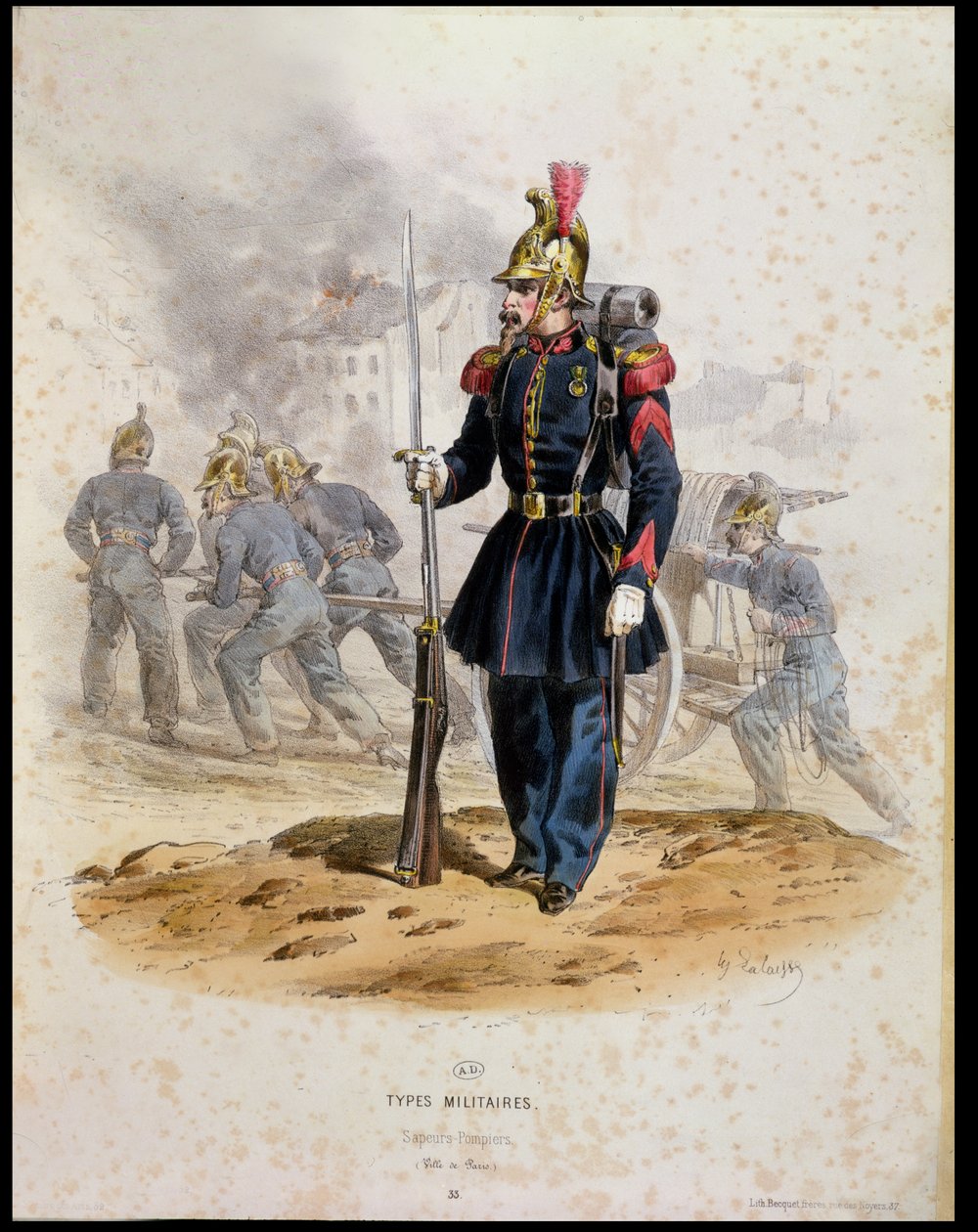 رجال الاطفاء باريس (رجال الاطفاء) 1860 بواسطة فرانسوا هيبوليت لاليس
