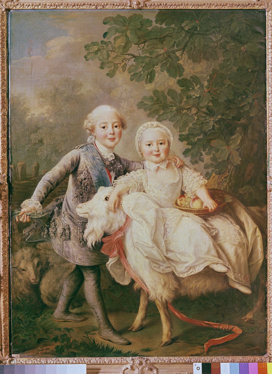 شارل فرنسا (1757-1836) كونت أرتواز وأخته ، كلوثيدي (1759-1802) 1763-64 بواسطة فرانسوا هوبير درويس
