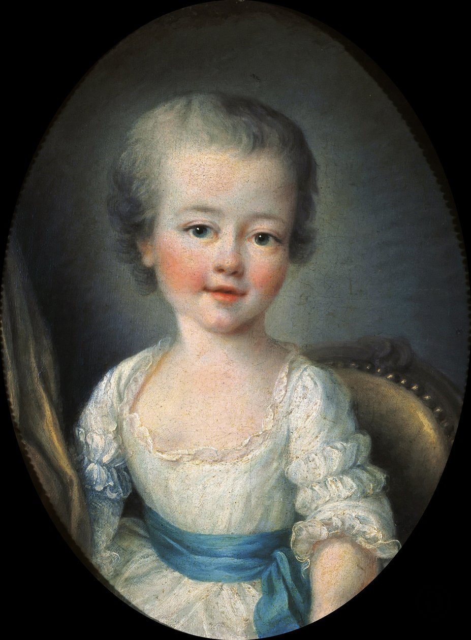 صورة لفتاة صغيرة ترتدي ثوبًا أبيض ، تُعرف باسم ألكسندرين لينورمانت دي إتيول ، 1751. بواسطة فرانسوا هوبير درويس
