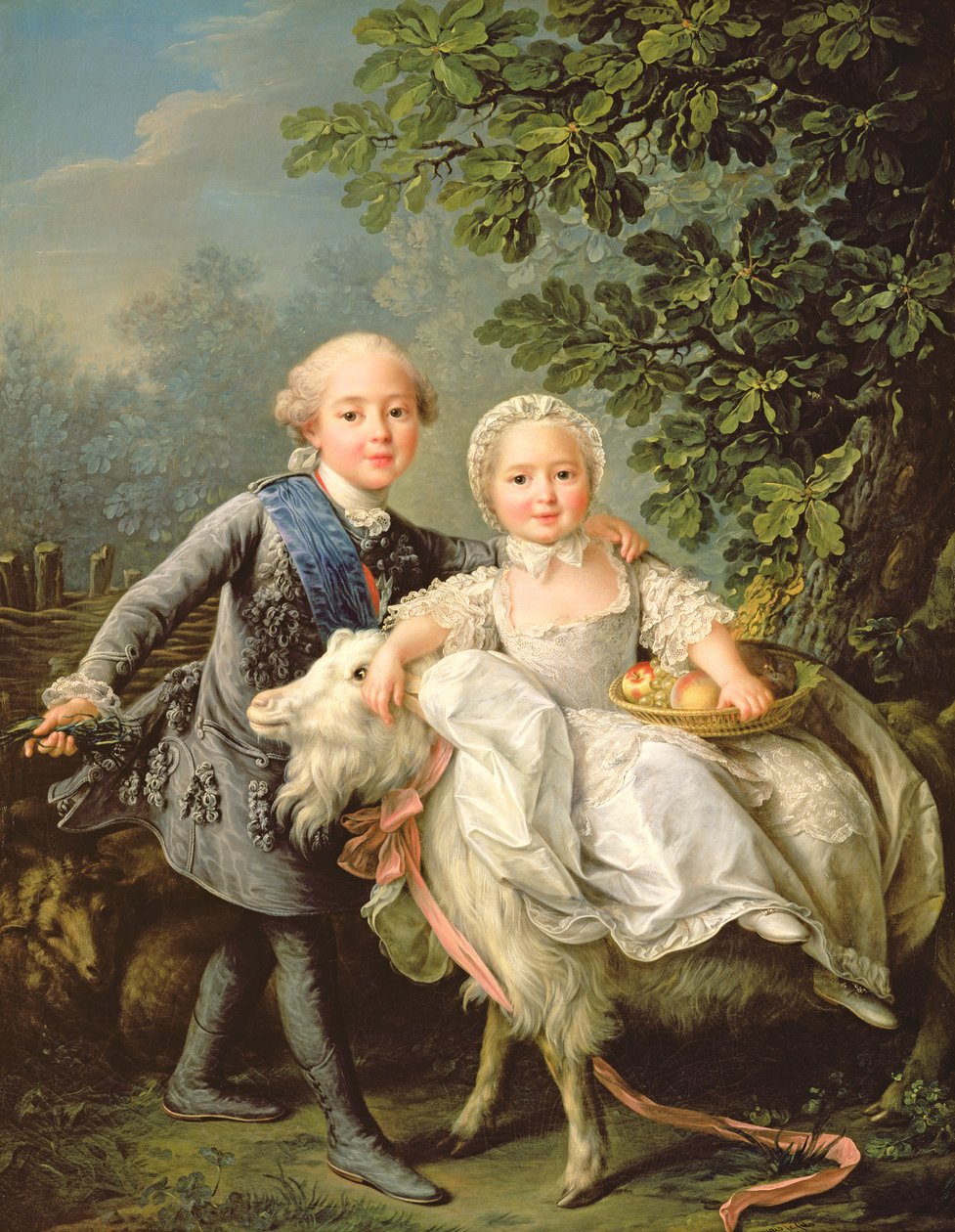 صورة لتشارلز فيليب من فرنسا (1757-1836) (لاحقًا تشارلز العاشر) وأخته ماري أديليد (1759-1802) (لاحقًا ملكة سردينيا) 1763 بواسطة فرانسوا هوبير درويس