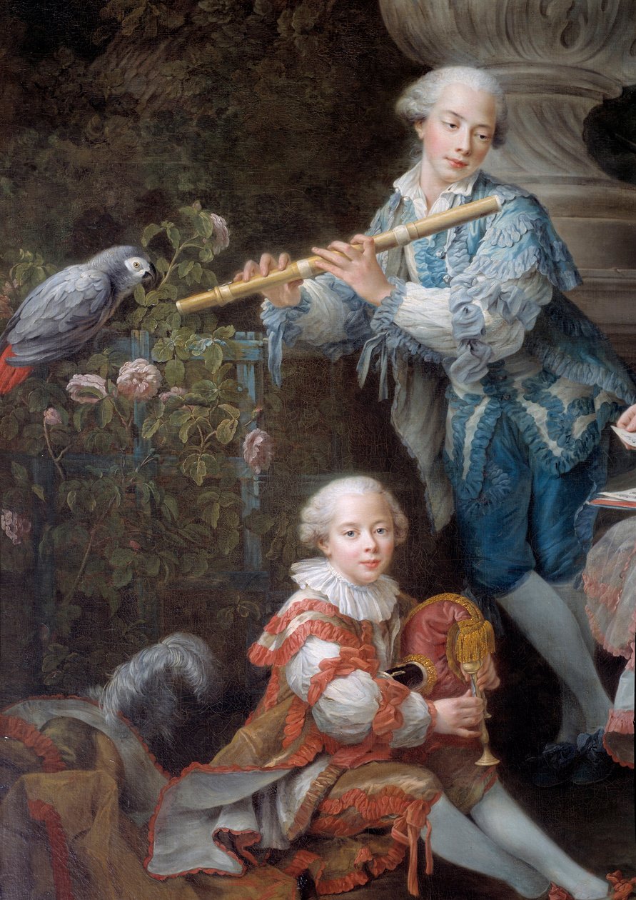 عائلة Louis Francois du Bouchet و Marquis de Sourches و Grand Prevot de France التفاصيل. لوحة فرانسوا هوبير درويس (1727-1775) 1756 صن. 3.24 × 2.84 م بواسطة فرانسوا هوبير درويس
