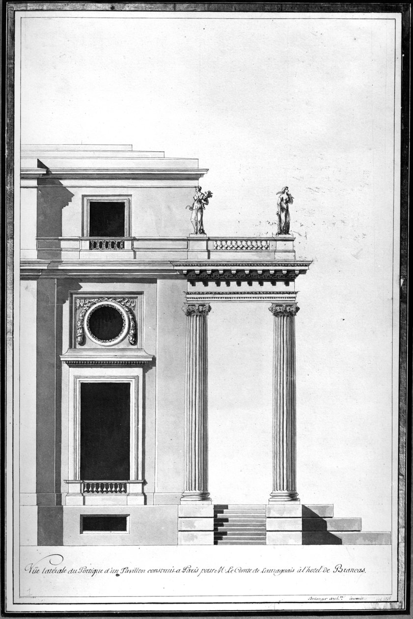 تصميم لبيت الحمام في فندق دي برانكاس ، حوالي عام 1760 (رسم) بواسطة فرانسوا جوزيف بيلانجر