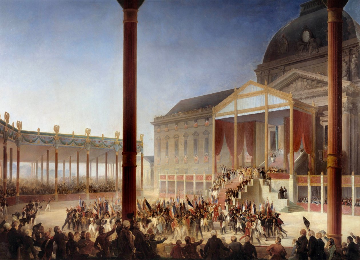 جمعية Champ de Mai (التي عقدها نابليون الأول في حضور مندوبي الإدارات والجيش ، في Champ-de-Mars في باريس ، 1/06/1815) لوحة فرانسوا جوزيف هايم (1787- 1865) 1847 ح. 1،27x1،54 م بواسطة فرانسوا جوزيف هايم