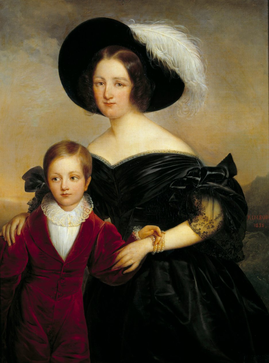 Portrait of Madame Aglae Blenart and Her Son Painting by Francois Joseph Kinson (1771-1839) 19th century Orleans musee des Beaux Arts بواسطة فرانسوا جوزيفي كينسون