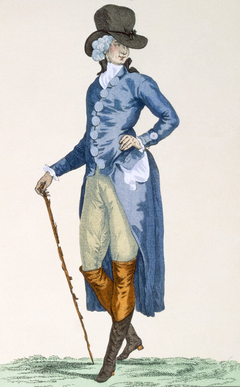 سيد البيت الملكي في معطف أزرق متقن ، محفور بواسطة Le Beau ، اللوحة رقم 256 من "Galeries des Modes et Costumes Francais" ، c.1778-87 بواسطة فرانسوا لويس جوزيف واتو