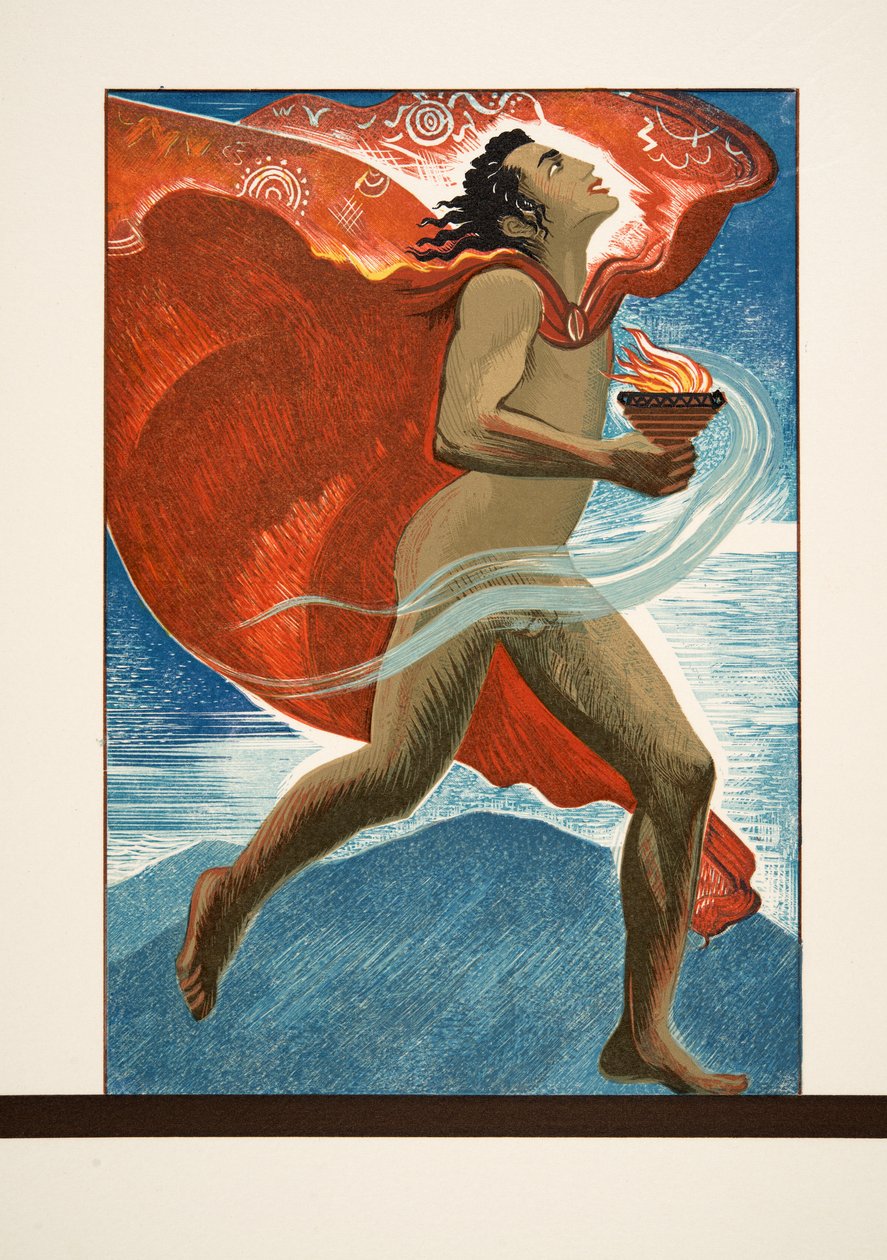بروميثيسيوس يركض بالنار ، من Prométhée Enchaîné بواسطة Aeschylus ، حانة. 1941 (استنسل) بواسطة فرانسوا لويس سميث