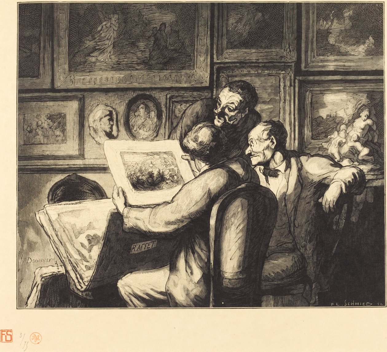عشاق الطباعة بواسطة فرانسوا لويس شميد بعد Honoré Daumier