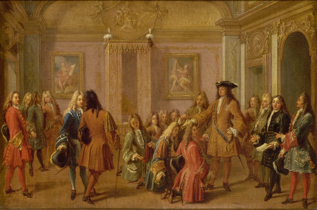 أول ترقية لفرسان سانت لويس بواسطة لويس الرابع عشر ، فرساي 8 مايو 1693 ، 1710. بواسطة فرانسوا ماروت