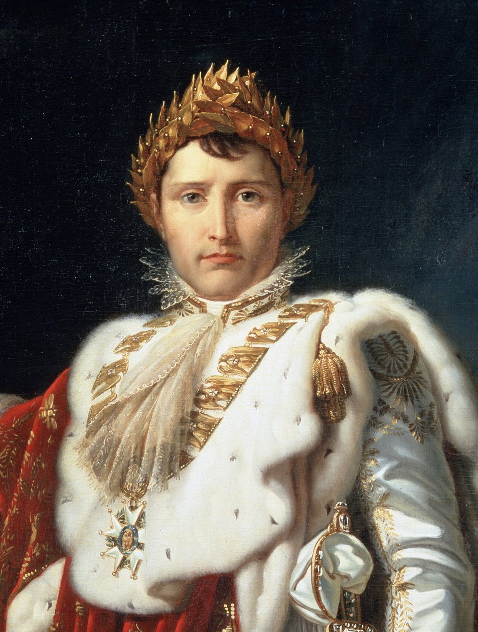 صورة بالحجم الكامل لنابليون الأول في زي التتويج ، التفاصيل ، 1805-10 بواسطة البارون فرانسوا باسكال سيمون جيرار