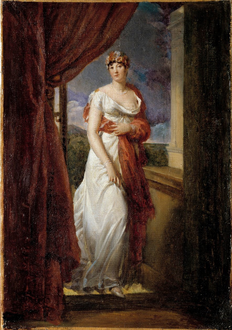 Portrait en pied de Madame Tallien، nee Cabarrus، Princess of Caraman - Chimay (1773-1835) لوحة فرانسوا جيرارد (1770-1837) 1804 صن. 0،32 × 0،20 م. بواسطة البارون فرانسوا باسكال سيمون جيرار