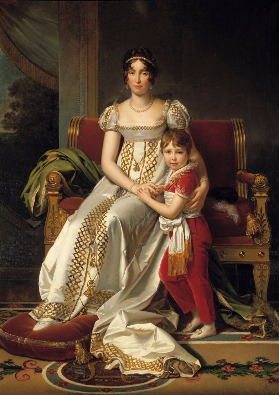 صورة على الأقدام لملكة هولندا هورتنس دي بوهارنيه (1783-1837) وابنها نابليون تشارلز لوحة لفرانسوا جيرارد (1770-1837) 1807 صن. 0،32 × 0،24 م بواسطة البارون فرانسوا باسكال سيمون جيرار