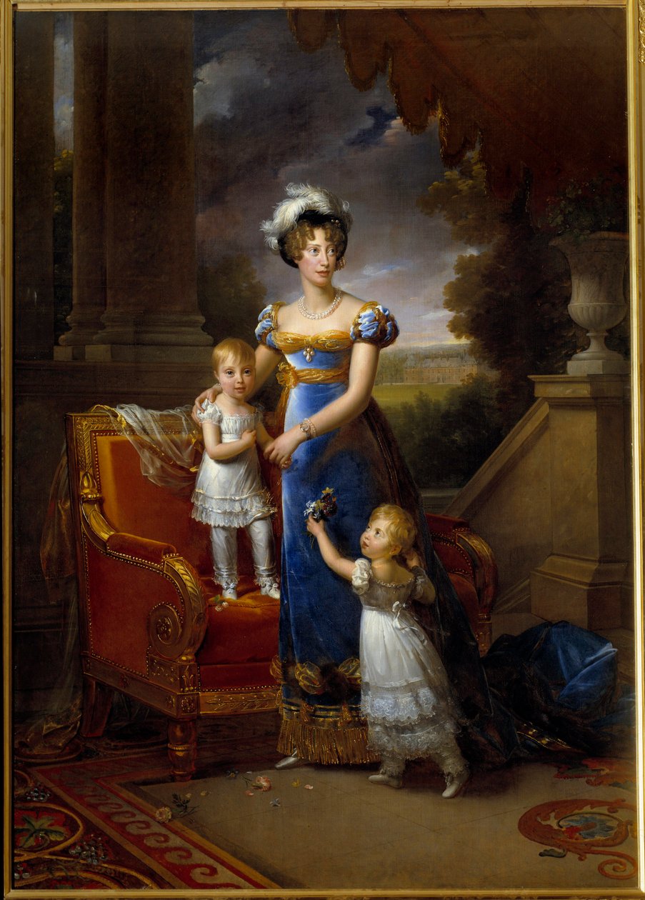 صورة لماري كارولين ، أميرة الصقليتين ، دوقة بيري (1798-1870) وأطفالها لوحة لفرانسوا جيرارد (1770-1837) 1820 صن. 0،4x0،3 م بواسطة البارون فرانسوا باسكال سيمون جيرار