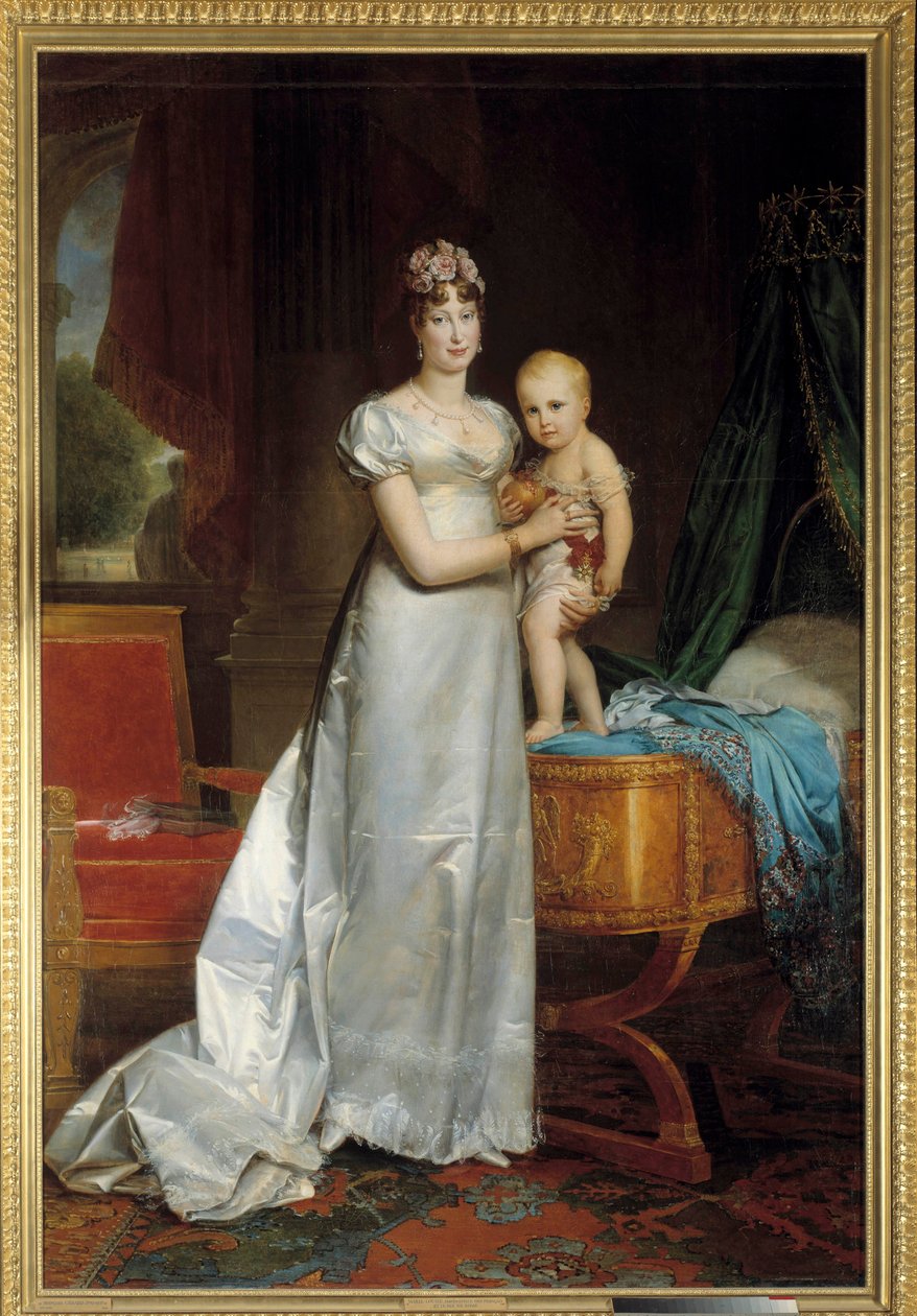 Portrait of the Impress Marie Louise (1791-1847) and the King of Rome Painting by Francois Gerard (1770-1837) 1813. Dim. 2,40 x 1,62 m. Versailles, Musee du Chateau - Portrait of the Empress Marie Louise (1791-1847) and the King of Rome. Painting by Franco بواسطة البارون فرانسوا باسكال سيمون جيرار