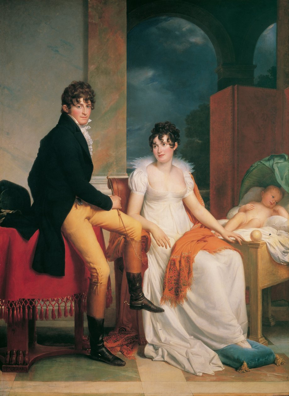Moritz Christian Reichsgraf von Fries مع زوجته ماريا تيريزيا جوزيفا ، و née Princess Hohenlohe-Waldenburg-Schillingsfürst ، وابنهما Moritz بواسطة فرانسوا باسكال سيمون جيرارد