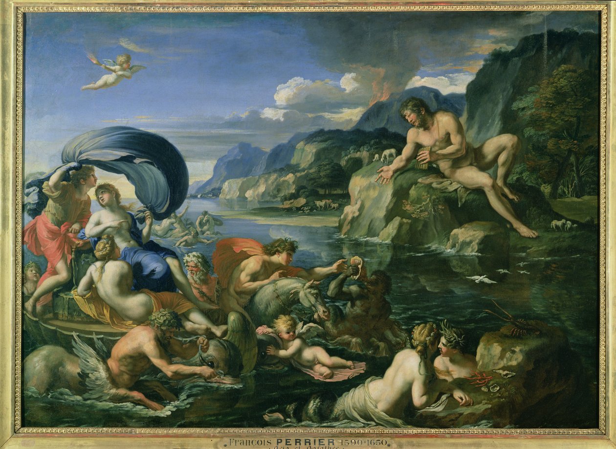 Acis و Galetea يختبئون من Polyphemus العملاق بواسطة فرانسوا بيرييه