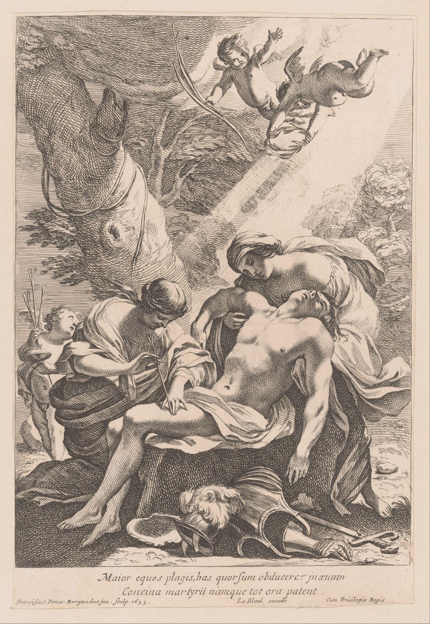 Martelaarschap van de heilige Sebastiaan على الفارس الأكبر أن يغطيه بالضربات (...) (العنوان على الشيء) بواسطة فرانسوا بيرييه
