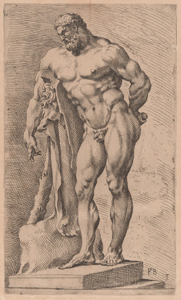 Farnese Hercules ، المنظر من ثلاثة أرباع تحول إلى اليسار [اللوحة 3] بواسطة فرانسوا بيرييه