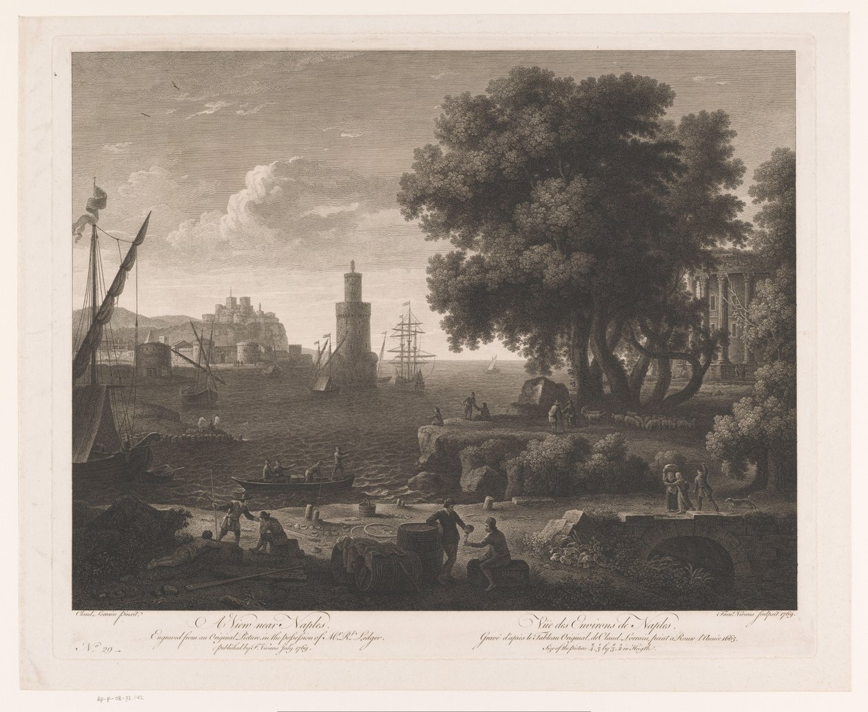 منظر للساحل بالقرب من نابولي منظر بالقرب من نابولي / Vüe des Environs de Naples (العنوان على الكائن) بواسطة فرانسوا فيفاريس