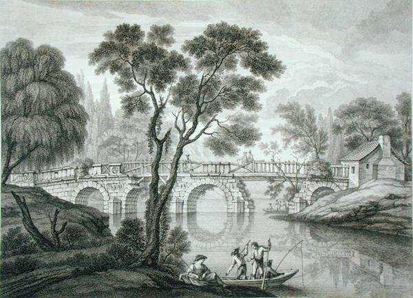 تصميم جسر خراب للحديقة في سيون هاوس ، نُشر عام 1778 (نقش) بواسطة فرانسوا فيفاريز