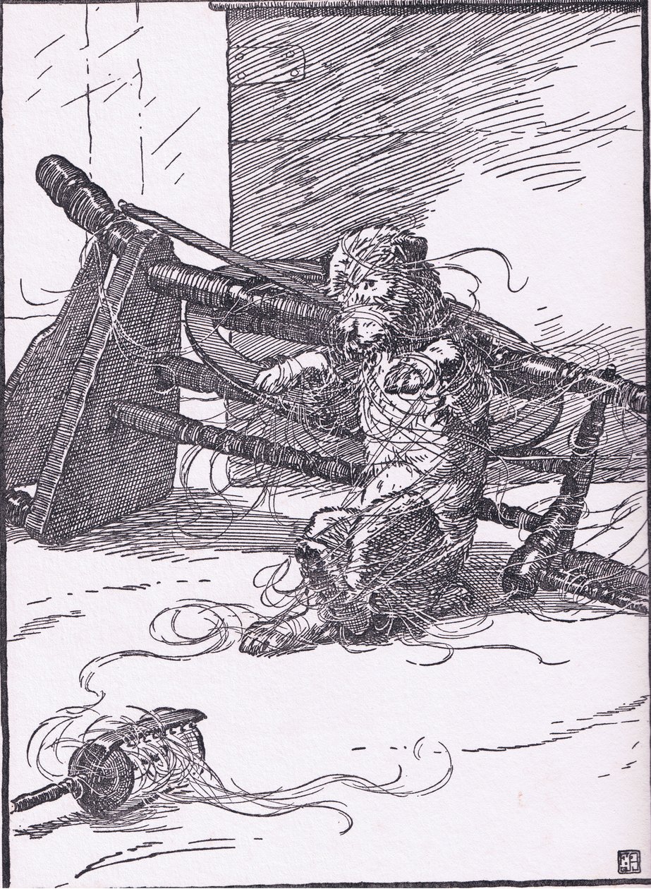 ذهبت إلى sempster ، لشراء له بعض الكتان ، عندما عادت ، كان الكلب الغزل ، 1930s بواسطة فرانك ادامز