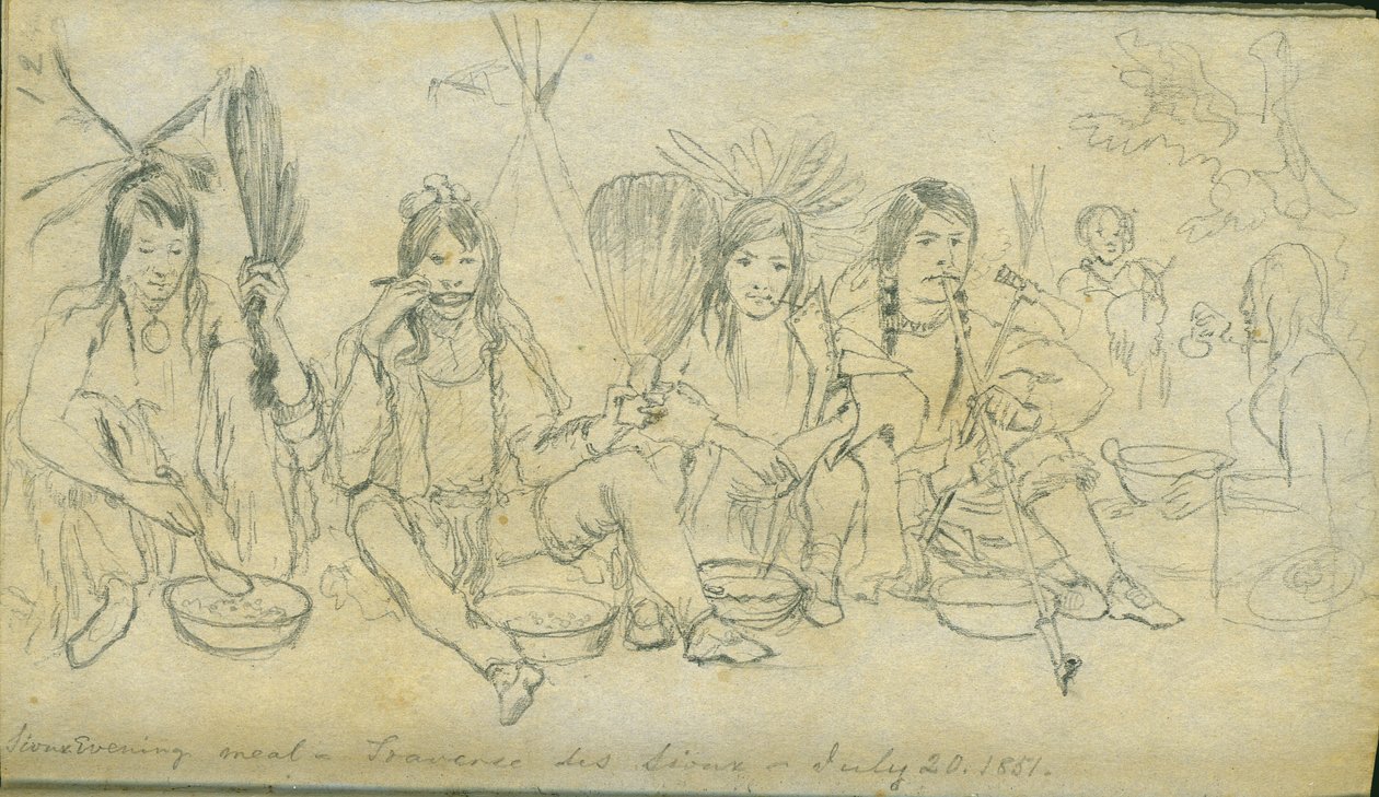 وجبة مسائية Sioux ، Traverse des Sioux ، 20 يوليو 1851 بواسطة فرانك بلاكويل ماير