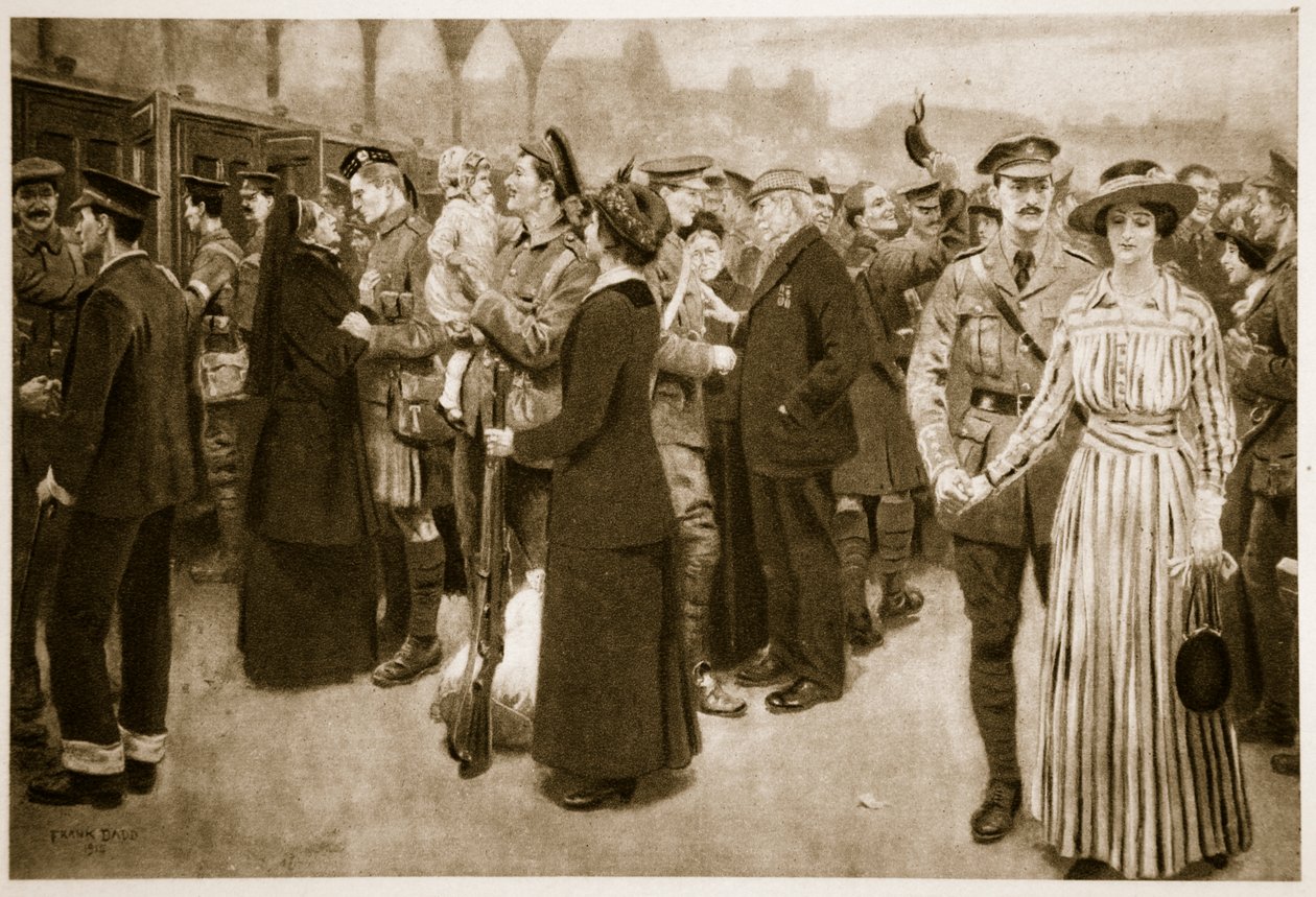 لحظة الوداع: مشهد مؤثر في محطة فيكتوريا خلال وقت الحرب ، 1915 بواسطة فرانك داد
