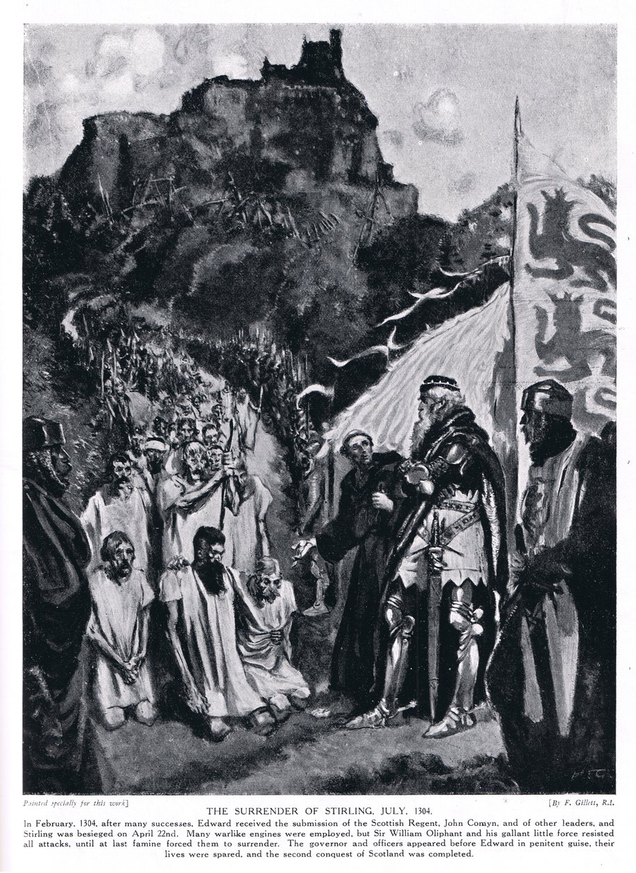 استسلام قلعة ستيرلنغ ؛ يوليو؛ AD 1304 ، 1920 بواسطة فرانك جيليت