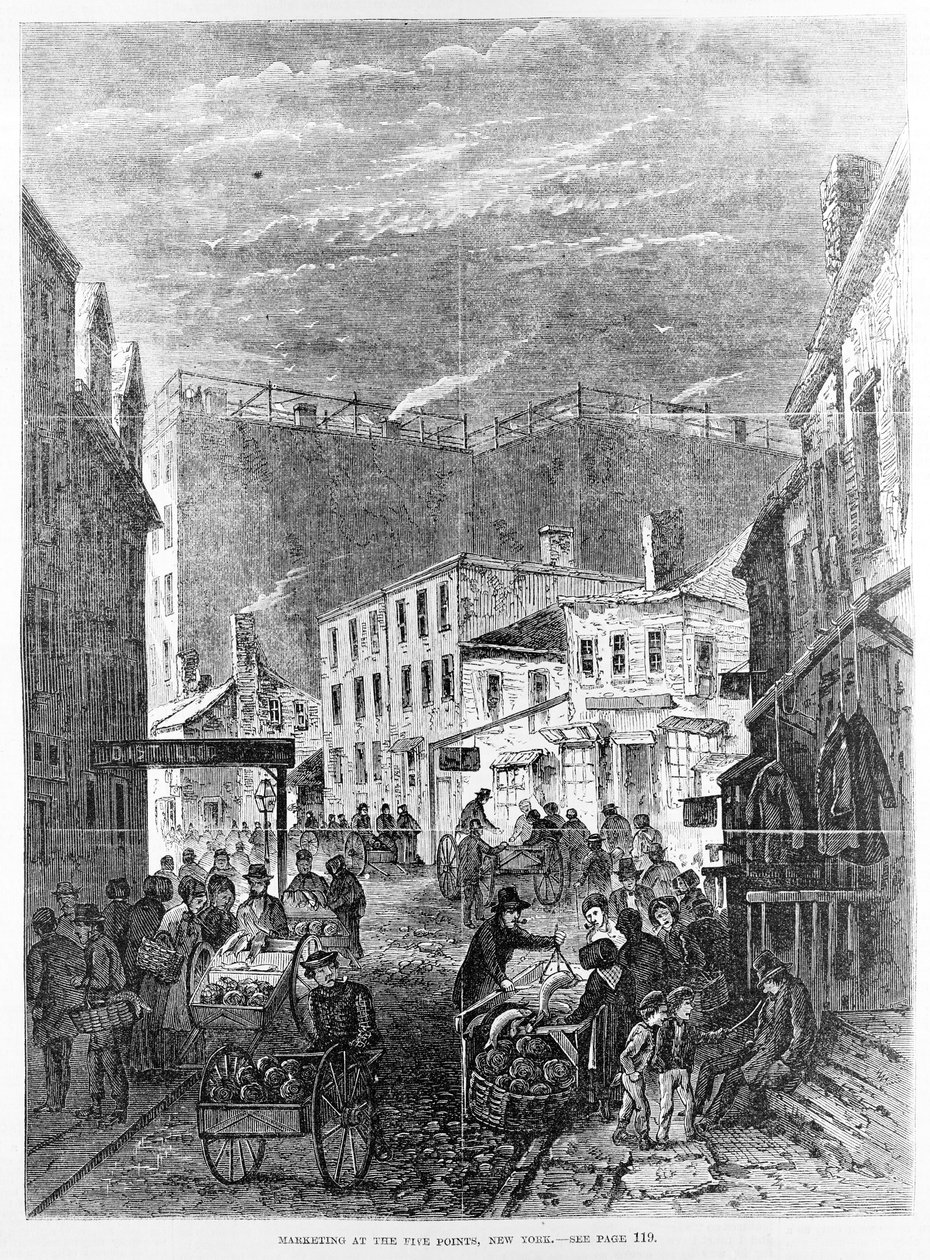 التسويق في خمس نقاط ، نيويورك ، من "جريدة فرانك ليزلي المصورة" ، 8 مايو 1869 بواسطة فرانك ليزلي