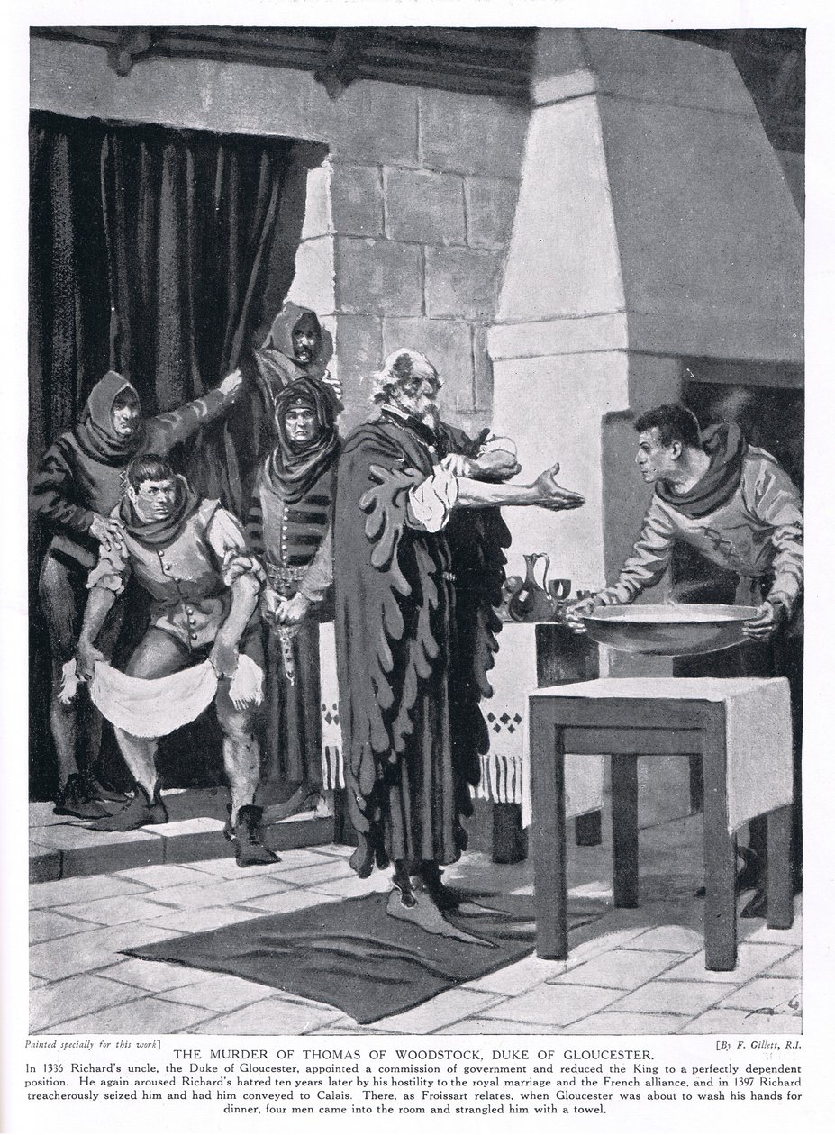 قتل توماس وودستوك ، دوق غلوستر AD1336 ، 1920 بواسطة فرانك جيليت