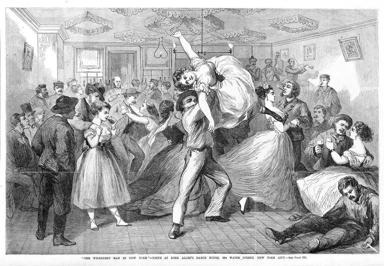 The Wickedest Man in New York، scene from John Allans Dance House، 304 Water Street، New York City، from Frank Leslies Illustrated Newspaper، 1868 بواسطة فرانك ليزلي