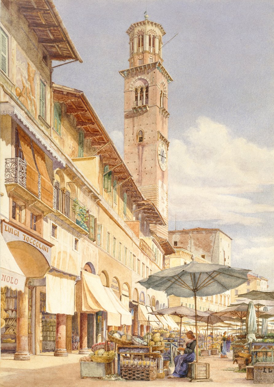 ساحة Piazza delle Erbe ، فيرونا ، من يونيو إلى سبتمبر 1884 بواسطة فرانك راندال