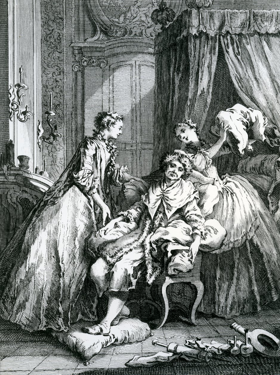 مشهد من "Le Malade Imaginaire" لمولير ، محفور بواسطة تشارلز جان لويس كورتي ، c.1872 بواسطة فرانسوا باوتشر
