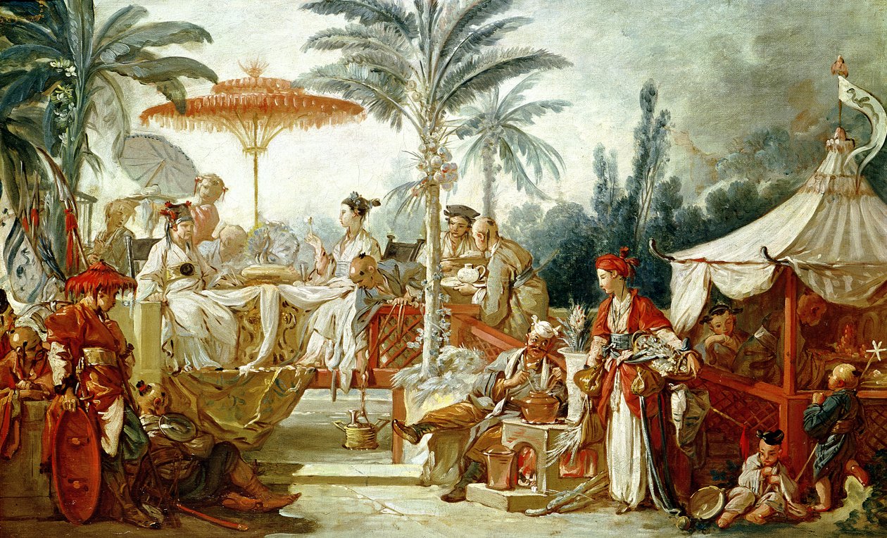 عيد الإمبراطور الصيني ، دراسة رسوم متحركة للنسيج ، ج .1742 بواسطة فرانسوا باوتشر