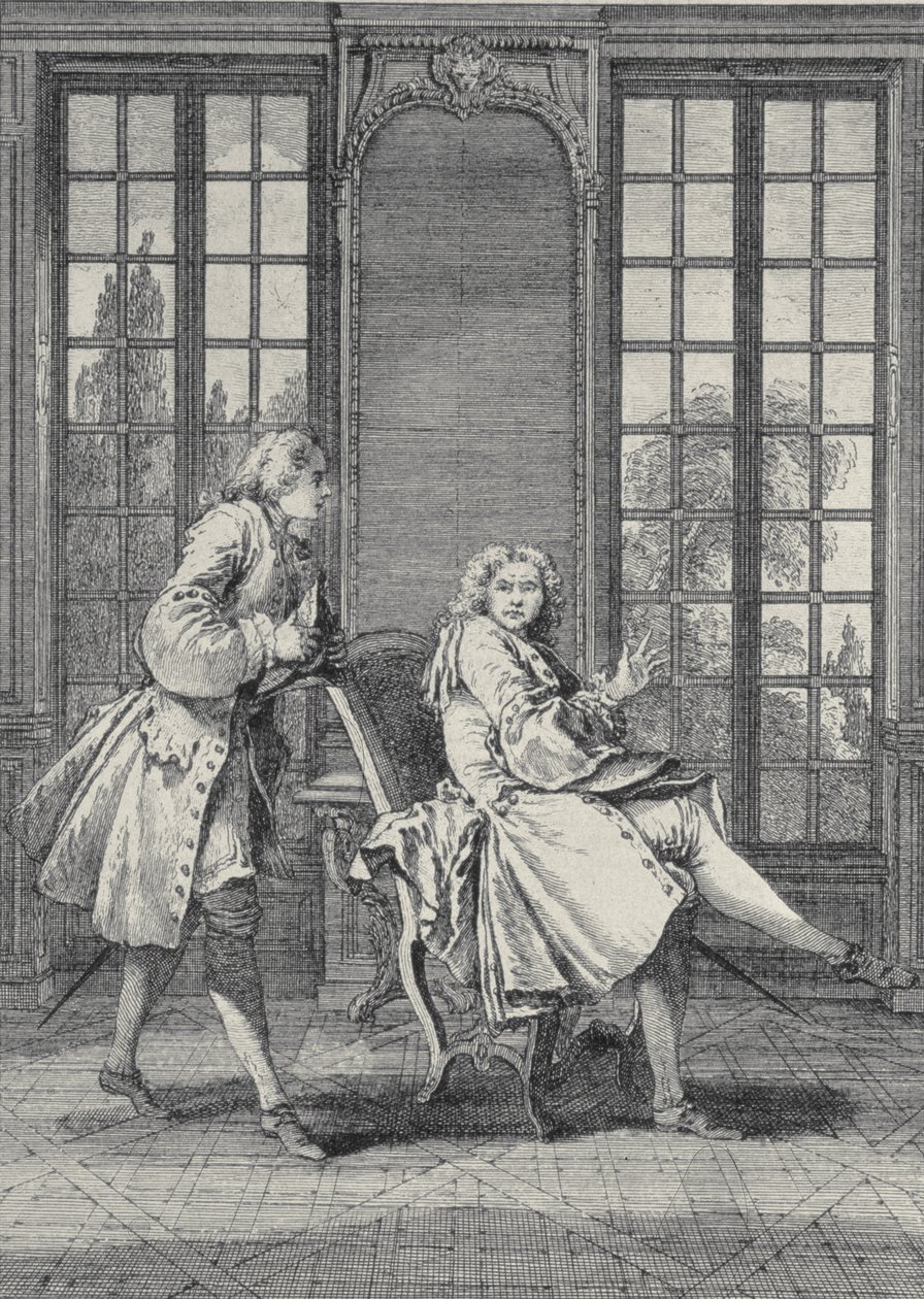 مشهد من فيلم "ميسانثروب" لموليير (1622-73) ، محفور بواسطة لوران كارز بواسطة فرانسوا باوتشر