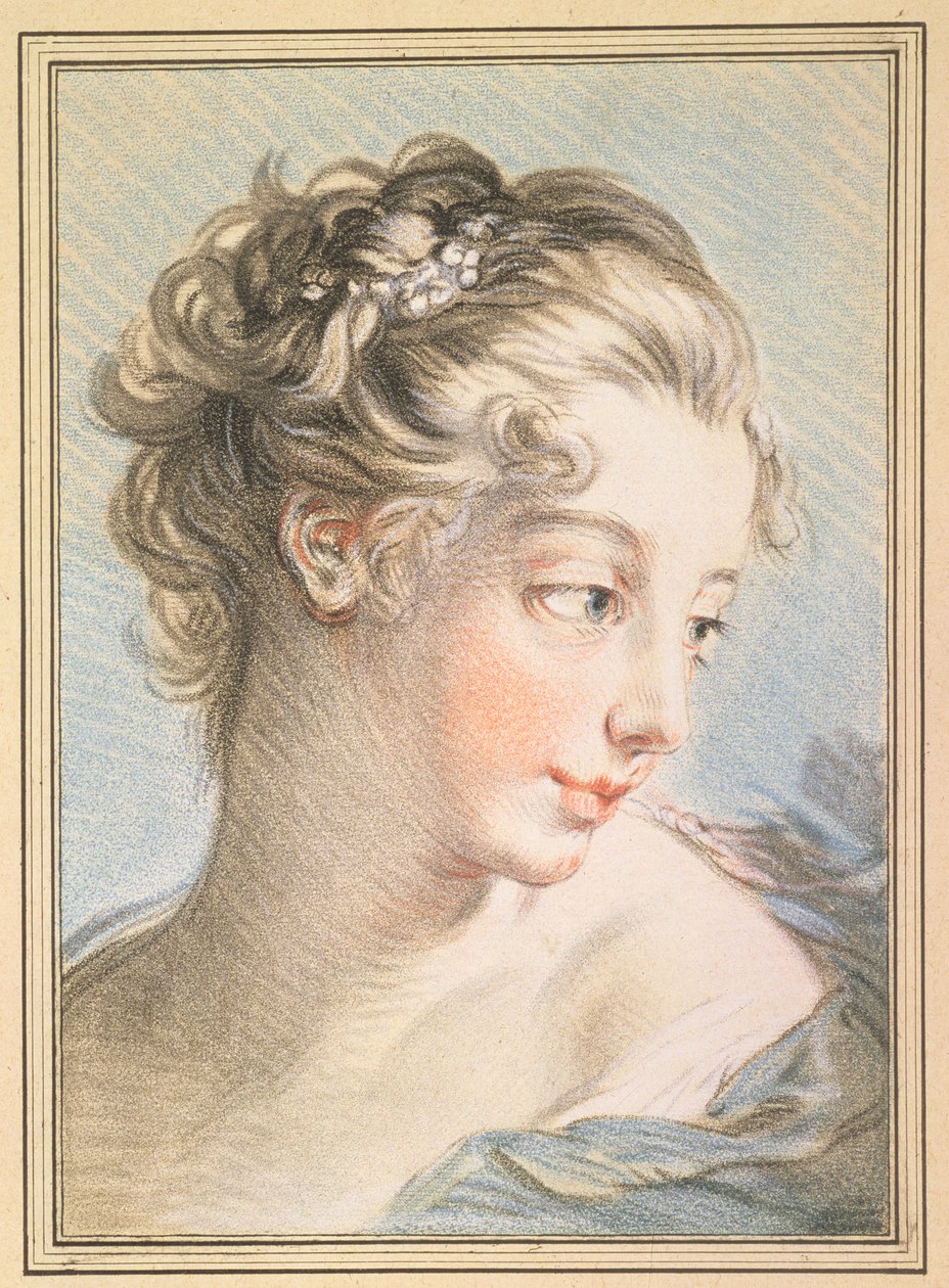 امرأة شابة ، نقشها لويس مارين بونيه (1743-1793) ، 1767 (نقش الألوان) بواسطة فرانسوا باوتشر
