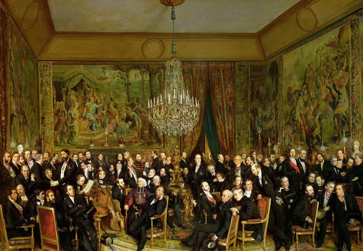 صالون ألفريد إميليان ، Comte de Nieuwerkerke 1811-1892 في متحف اللوفر ، 1855. بواسطة فرانسوا أوغست بيارد