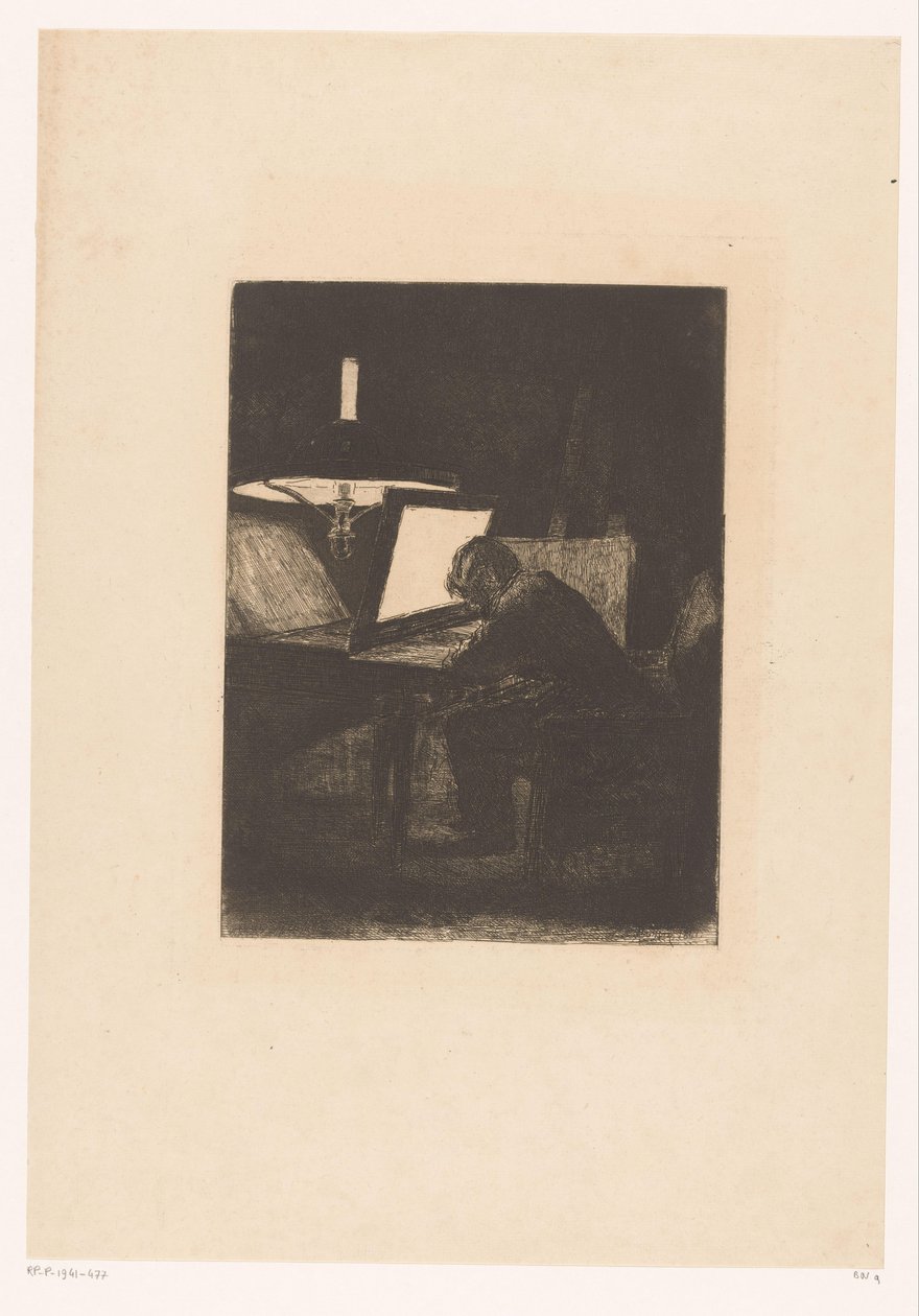 Etser bij lamplicht ستة نقوش ، رسمها ونقشها F. Bonvin ، Painter (عنوان السلسلة) بواسطة فرانسوا بونفين