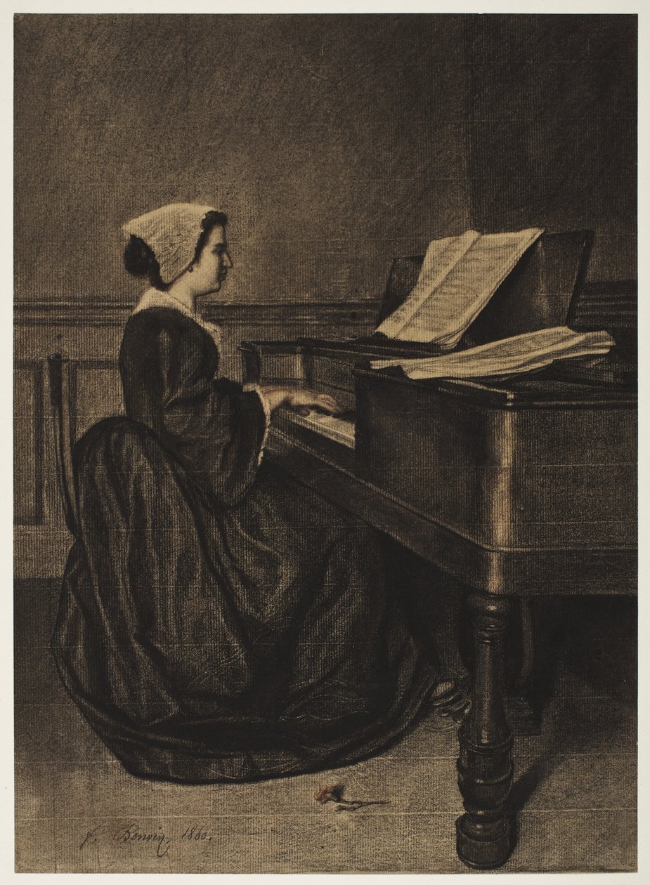 امرأة في Spinet ، 1860. بواسطة فرانسوا بونفين