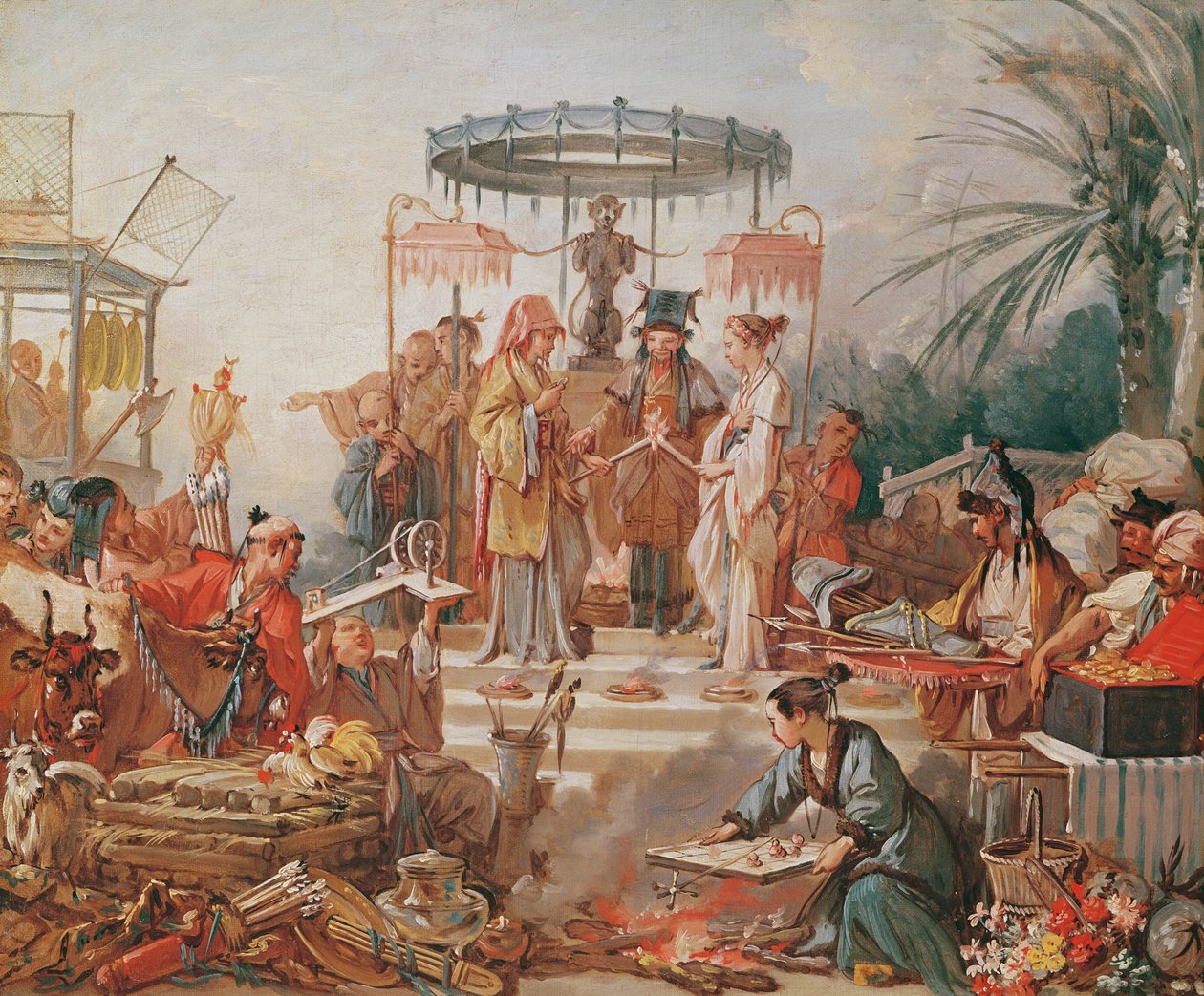 زواج صيني ، دراسة رسم كاريكاتوري للنسيج ، ج .1742 بواسطة فرانسوا باوتشر