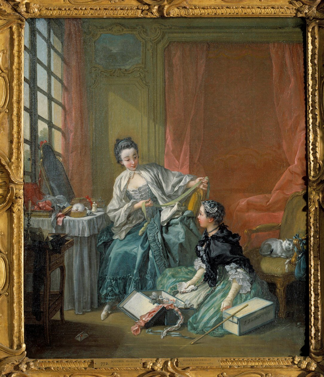 لوحة أزياء تاجر الأزياء فرانسوا باوتشر (1703-1770). 1746. ستوكهولم. متحف الوطني بواسطة فرانسوا باوتشر