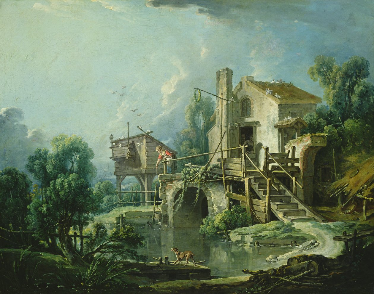 طاحونة Quiquengrogne في Charenton ، أو Charenton Windmill ، c.1750-60 بواسطة فرانسوا باوتشر