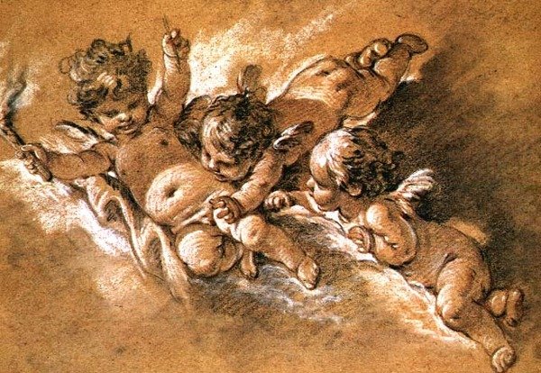 ثلاثة معجون في السحب (طباشير) بواسطة فرانسوا باوتشر