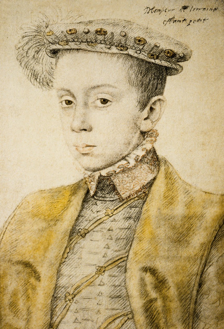 تشارلز الثاني أو الثالث دي لورين (1543-1608) ، حوالي 1558 (غسول ، ألوان مائية ، قلم رصاص) بواسطة فرانسوا كلويت