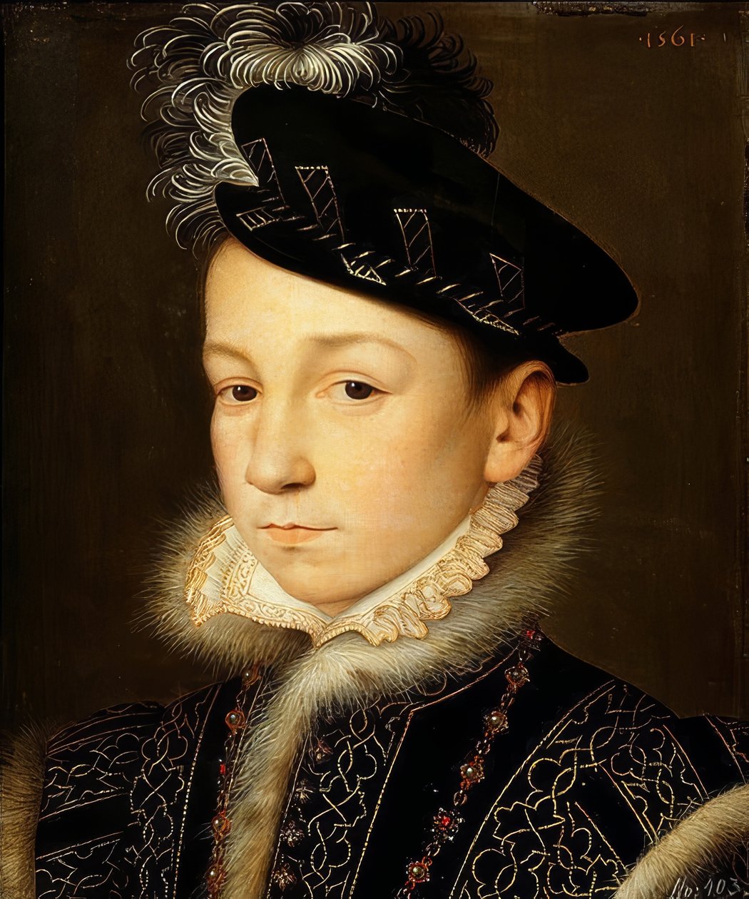 الملك تشارلز التاسع فرنسا (1550-1574) ، صورة نصفية. 1561 بواسطة فرانسوا كلويت